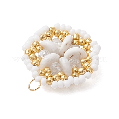 Natural Gemstone & Glass Seed Beaded Flower Pendants&nbsp;PALLOY-MZ01211