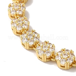 Rack Plating Brass Pave Cubic Zirconia Flower Link Necklaces for Women&nbsp;NJEW-B108-01G-02