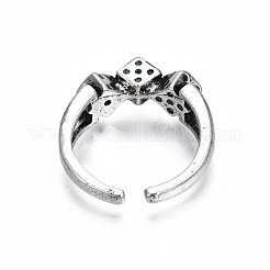 Alloy Triple Dice Open Cuff Ring for Men Women&nbsp;RJEW-T009-35AS