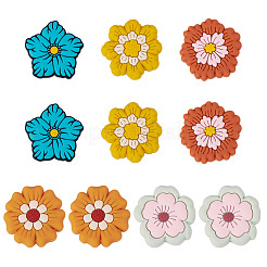 10 個 5 スタイルのシリコーンビーズ  花  ミックスカラー  27~28x8mm  穴：2.5mm  2個/スタイル&nbsp;SIL-TA0003-44
