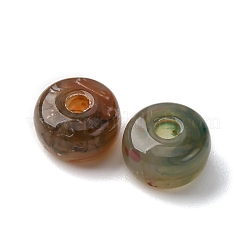 透明なアクリルビーズ  フラットラウンド  ツートン  ダークオリーブグリーン  7x4mm  穴：1.8mm  65~70個/セット&nbsp;OACR-S069-01E