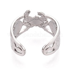 女性用304ステンレススチールカフオープンリング  カニ、魚、巻貝  ステンレス鋼色  11.5mm  usサイズ7 1/4(17.5mm)&nbsp;RJEW-N052-17P