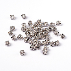 チベット風合金スペーサービーズ  鉛フリー＆カドミウムフリー  アンティークシルバー  5.4x6.3mm  穴：1mm&nbsp;LF1152Y