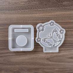 キャンドルホルダーDIYシリコンモールド  キャンドル作り用  蝶  9.8x9.8x2.35cm  内径：5.2x5.2のCM&nbsp;LS-DIY-K073-11A
