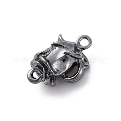 ラックメッキ合金コネクタチャーム  ガンメタ色  花  15x10x7.5mm  穴：1.5mm&nbsp;PALLOY-V002-06B-01