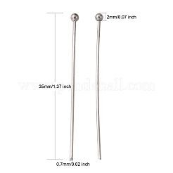 変色しにくい304ステンレススチール製ボールヘッドピン  ステンレス鋼色  35x0.7mm  21ゲージ  ヘッド：2mm&nbsp;STAS-K146-045-35x0.7mm