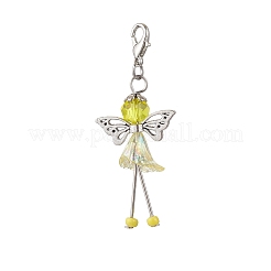 ガラスとアクリルの花の天使のペンダント装飾  バッグの飾り用のロブスター クロー クラスプ チャーム  ミックスカラー  53.5mm&nbsp;HJEW-JM03329-04