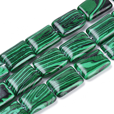 合成マラカイトビーズ連売り  長方形  18x13x5mm  穴：1mm  約22個/連  15.7インチ&nbsp;G-T063-01-1