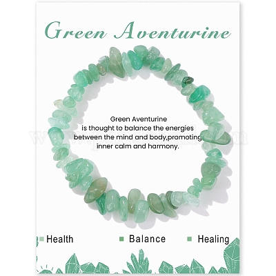 Natural Green Aventurine Chips Beaded Stretch Bracelets&nbsp;PW-WG309C1-12-1