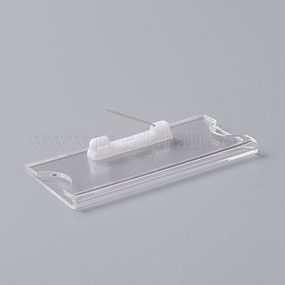Transparent Acrylic Rectangle ID Card Sleeves Brooch Finding&nbsp;FIND-WH0108-54-1