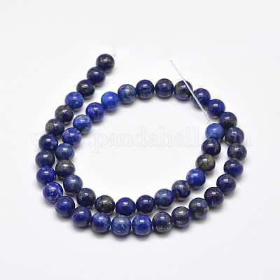 Natural Lapis Lazuli Round Bead Strands&nbsp;G-E262-01-8mm-1