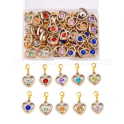 ハート型のアクリルパーツデコレーション ミックスカラー 39mm 50個/箱