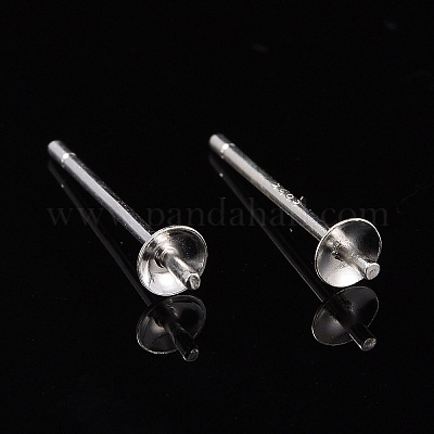 925スターリングシルバー製スタッドピアスパーツ  銀  トレイ：3mm  13mm  ピン：0.7mm&nbsp;STER-K167-027A-S-1