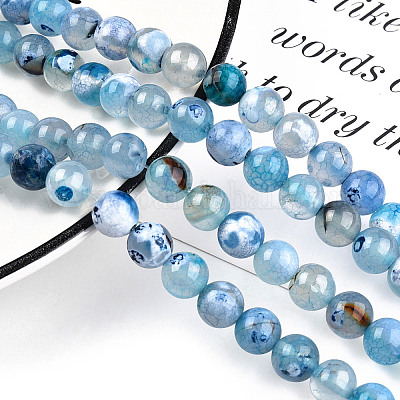 Natural Fire Crackle Agate Beads Strands&nbsp;G-S346-8mm-19-1