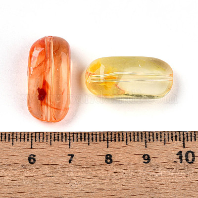 透明なアクリルビーズ  長方形  ツートン  砂茶色  23~23.5x11x9.2mm  穴：1.6mm  約287個/500g&nbsp;TACR-T028-36E-1