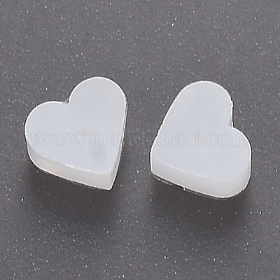 シリコン製ピアスキャッチ  ピアスバックキャッチ  ハート  ホワイト  5.2x5.7x3.5mm  穴：0.5mm&nbsp;RESI-N028-01B-1
