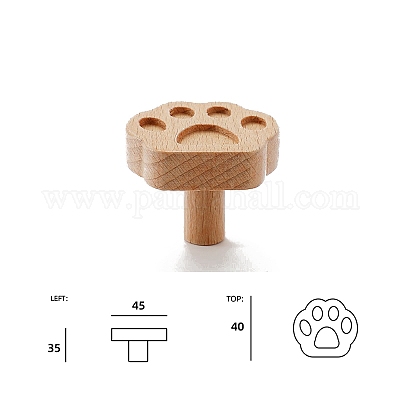 木製の引き出しノブ  キャビネットハンドル  足跡  45x40x35mm&nbsp;PW-WG23830-02-1