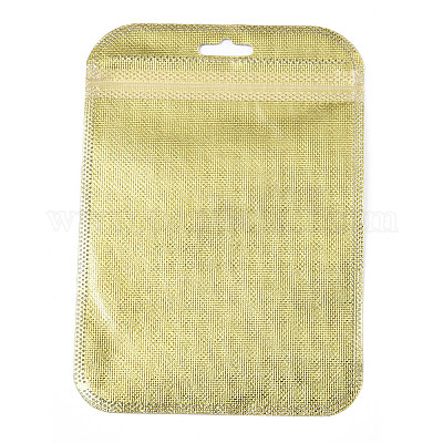 半透明のプラスチック製再封可能な包装袋  長方形  ゴールド  15x10.5x0.03cm&nbsp;OPP-Q006-04G-1