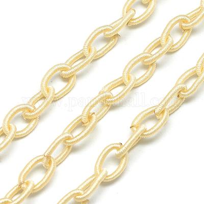 手作りナイロンアズキチェーンループ  オーバル  シャンパンイエロー  13~14x8~9x2mm  約1ヤード/連  約1ループ/連&nbsp;NWIR-R045-55-1