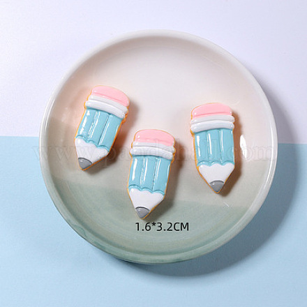 樹脂カボション  学用品  鉛筆  空色  32x16mm&nbsp;LS-RESI-CJC0003-95-1