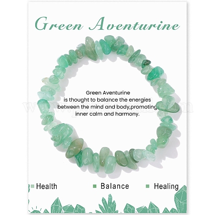 Natural Green Aventurine Chips Beaded Stretch Bracelets PW-WG309C1-12-1