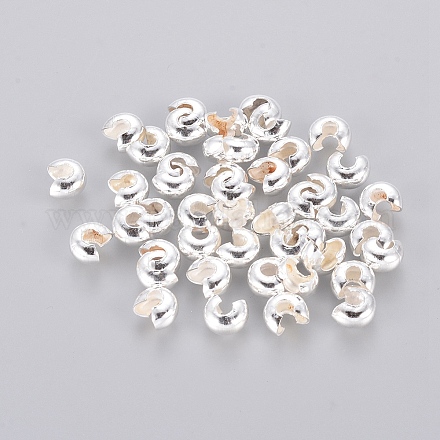アイアン製つぶし玉カバーカシメ玉カバー  ニッケルフリー  銀色のメッキ  直径5mm  穴：1.5~1.8mm&nbsp;IFIN-H030-NFS-NF-1