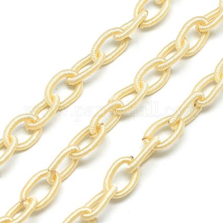 手作りナイロンアズキチェーンループ  オーバル  シャンパンイエロー  13~14x8~9x2mm  約1ヤード/連  約1ループ/連&nbsp;NWIR-R045-55-1