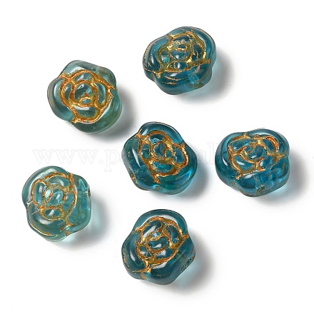 透明なランプワークビーズ  ローズ  士官候補生ブルー  13x8mm  穴：1mm  約65~75個/100g&nbsp;LAMP-P065-01A-02-1