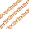 Ion Plating(IP) Brass Chains, Cable Chains with Enamel, Real 18K Gold Plated, Soldered, with Spool, Flat Oval, Light Coral, 8.5x4x1.5mm, about 32.81 Feet(10m)/Roll
