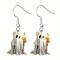 Acrylic Dangle Earrings, Platinum, Ghost, 29x35mm