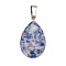 Natural Blue Spot Jasper Pendants, Alloy Snap on Bails, Teardrop, 20mm