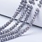 Electroplate Glass Beads Strands, Opaque Solid Color, AB Color Plated, Faceted, Rondelle, Dark Gray, 2.9~3.3x2mm, Hole: 0.8mm, about 135~140pcs/strand, 32~34cm