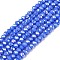 Electroplate Glass Beads Strands, Opaque Solid Color, AB Color Plated, Faceted, Rondelle, Royal Blue, 2.9~3.3x2mm, Hole: 0.8mm, about 135~140pcs/strand, 32~34cm
