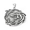 304 Stainless Steel Pendants, Flat Round with Dragon Pattern, Antique Silver, 46.5x45x4mm, Hole: 3.5x8mm