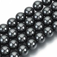 磁気無しヘマタイトビーズ連売り  グレードA  ラウンド  ブラック  8mm  穴：1mm