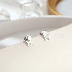 女性用304ステンレススチールスタッドピアス  鹿  ステンレス鋼色  11x7mm