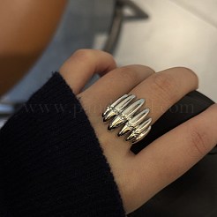 Brass Pave Clear Cubic Zirconia Cuff Open Rings for Women&nbsp;WG3D42E-05