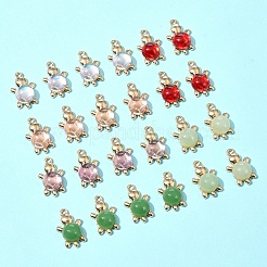 24 個 6 色のアクリル合金ペンダント  ゴールド  カメ  ミックスカラー  22x13.5x6.5~6.8mm  穴：1.6mm  4個/カラー&nbsp;FIND-FS0003-29