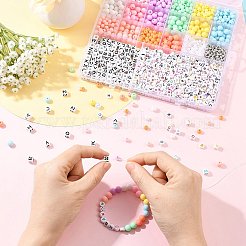 キットを作るDIYブレスレット  アクリル、CCBプラスチック、ABSプラスチックビーズを含む  クリスタル弾性ストレッチスレッド  ステンレス製のはさみ  ミックスカラー  6x5mm  穴：1.8mm&nbsp;DIY-YW0017-58