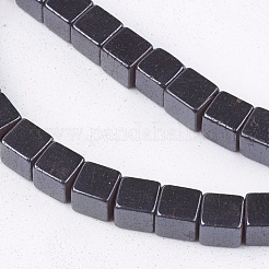 非磁性合成ヘマタイトビーズ連売り  ブラック  4x4mm  穴：1mm  約98~102個/連  16.インチ&nbsp;G-Q527-4x4mm-1