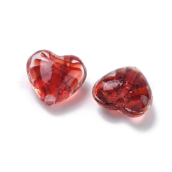 手作りランプワークビーズ  ハート  ファイヤーブリック  15.5x16x9.5mm  穴：1.8mm&nbsp;LAMP-F043-03H