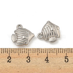 変色しない304ステンレススチールチャーム  魚のチャーム  ステンレス鋼色  13x12.5x4mm  穴：1.5mm&nbsp;STAS-I307-535P
