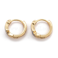 Brass Micro Pave Clear Cubic Zirconia Huggie Hoop Earrings&nbsp;EJEW-P187-I
