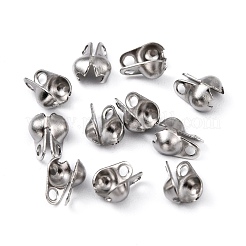 変色しにくい304ステンレススチールボールチープ  カロット終了  クラムシェルノットカバー  ステンレス鋼色  6x3mm  穴：1mm  内径：3mm&nbsp;X-STAS-R063-21