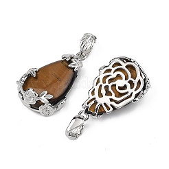 Natural Tiger Eye Pendants&nbsp;G-P393-P04