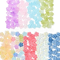 ベーキングペイントガラスビーズ30個  花  パールピンク  12.5x13x4.5mm  穴：1.2mm&nbsp;GLAA-FS0001-97C