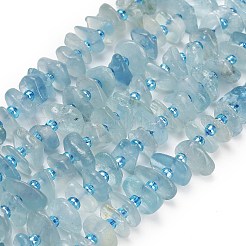 天然石アクアマリンビーズ連売り  ナゲット  シードビーズで  7~11x7~11x1.5~5mm  穴：0.7~1mm  約77~80個/連  15.35''~15.75''（39~40センチメートル）&nbsp;G-Z124-A03-02