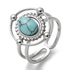 304 Stainless Steel Synthetic Gemstone Cuff Rings&nbsp;G-Z056-04P