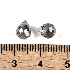 電気メッキガラスビーズ  ティアドロップ  パール光沢メッキ  多面カット  グレー  8x6mm  穴：1mm&nbsp;LS-EGLA-C008-01A-PL03