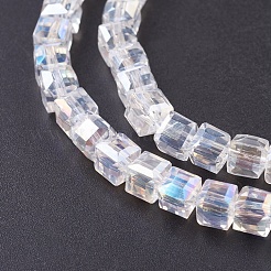 電気メッキガラスビーズセット  ABカラーメッキ  多面カット  キューブ  クリアAB  5~6x5~6x5~6mm  穴：1mm  95~100個/連  54~57cm&nbsp;EGLA-D018-6x6mm-01